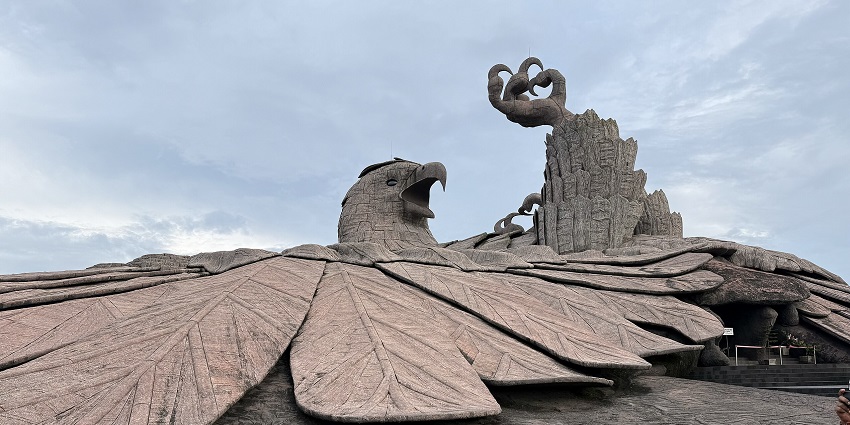 A glimpse of the iconic Jatayu Earth's Center with a majestic sculpture of Jatayu.