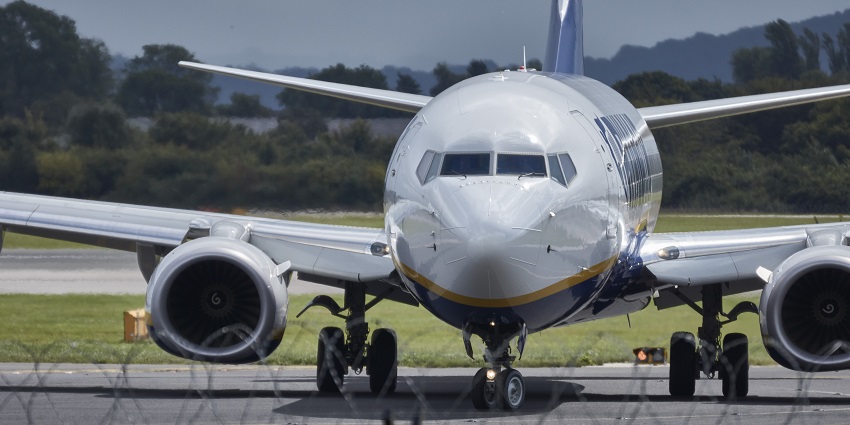 A commercial aircraft taxiing on the runway at Jwaneng Airport, one of the airports in Botswana.