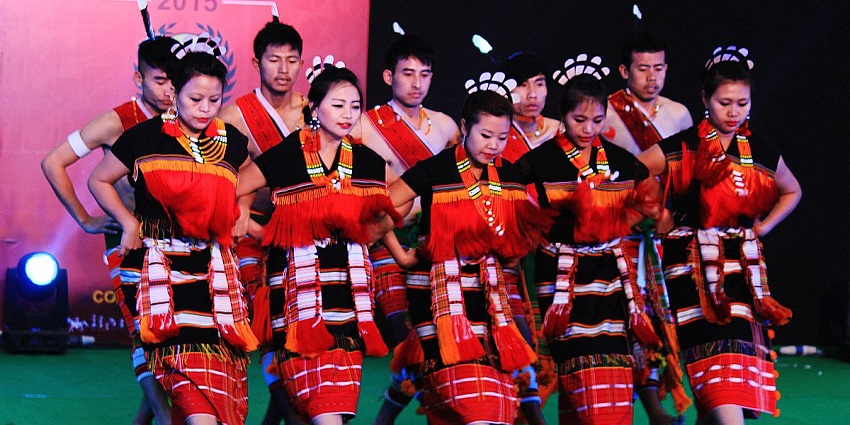 The native tribe of Nagaland celebrating the festival of Aoling in the month of April.