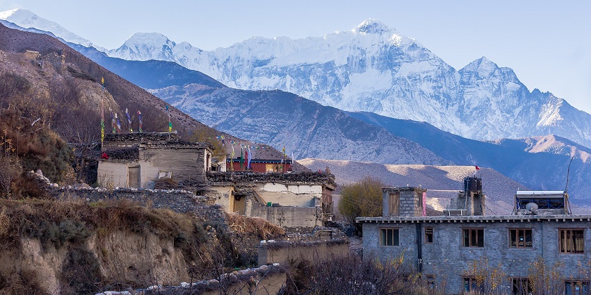 Kagbeni, Nepal, sits along the Kali Gandaki River, known for its monasteries and myths