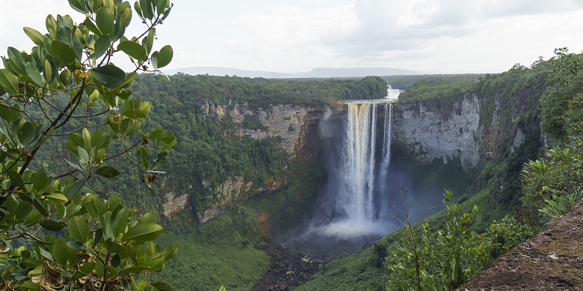 image of a view of Kaieteur Falls, a popular waterfall trekking place to visit in Guyana
