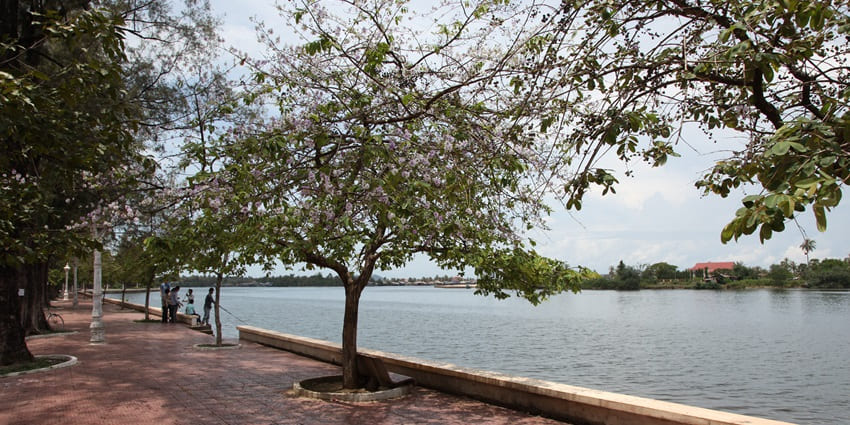 A view of the azure waters of Kampot River, one of the top places to visit in Kampot.