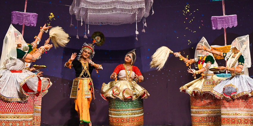 An Image of the Pung Cholom dance being performed during the Kang Festival celebration.