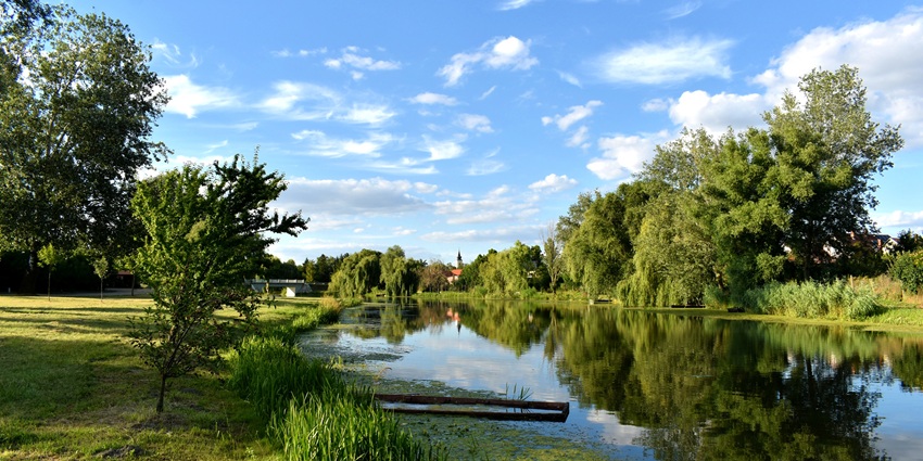 View of Karela Jheel in Hulaskheda - one of the famous lakes in Lucknow.