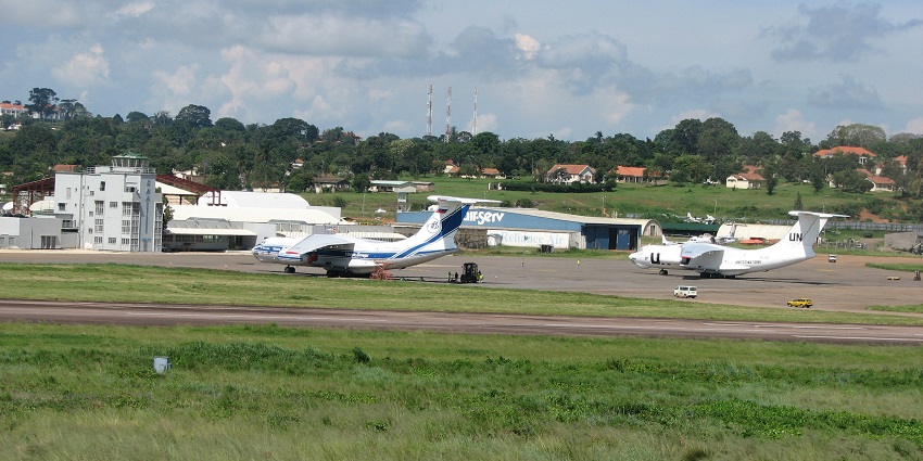 Kasese Airport, one of the airports in Uganda with aeroplanes parked on the runway of the airport