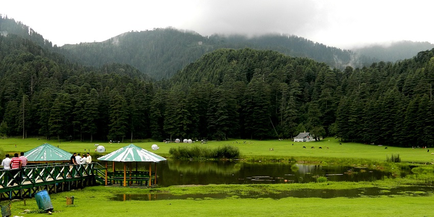 Picturesque view of Khajjiar, one of the most beautiful lakes in Himachal