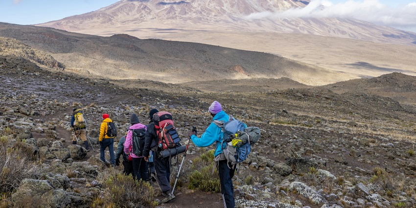 A beautiful view of Mount Kilimanjaro's summit, a top choice for trekking in July.