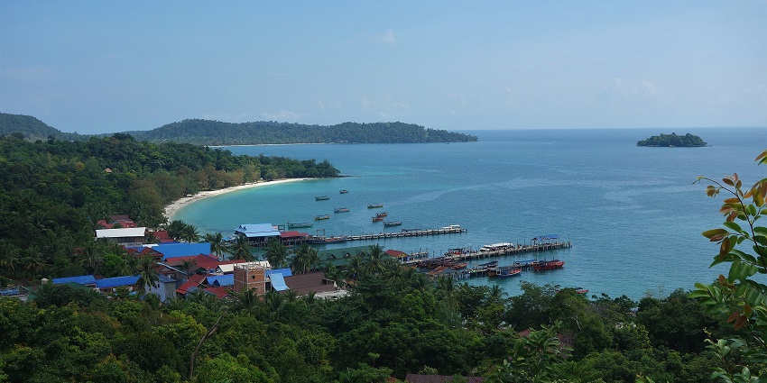 The glistening waters of Koh Rong, one of the top places to visit in Cambodia in February.