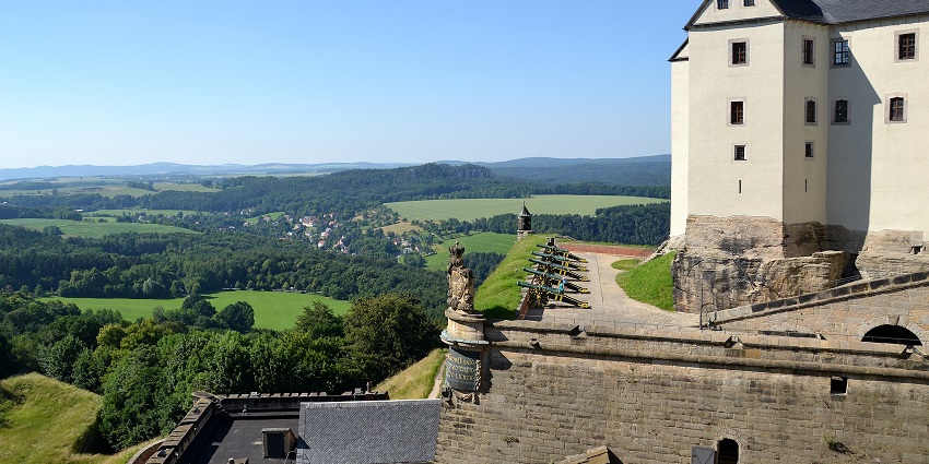 Magnificent view captured from Königstein Fortress, a hilltop fort located near Dresden