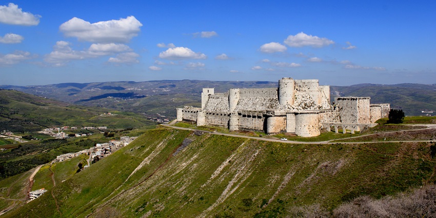 Krak des Chevaliers is a crusader-era castle fort, famed for its near-impenetrable walls.