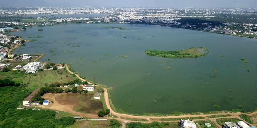 Kurichi Kulam, one of the popular lakes in Coimbatore, India, known for its serene beauty.