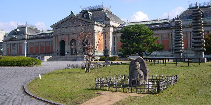 A grand, historic building of Kyoto National Museum, featuring symmetrical design.