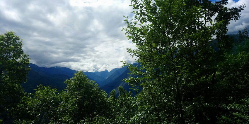 Breathtaking view of the mountains surrounded by greenery from the Kanchenjunga viewpoint