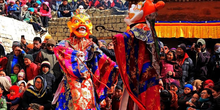 An image of a traditional Ladakhi harvest festival scene - during the Ladakh Harvest Festival