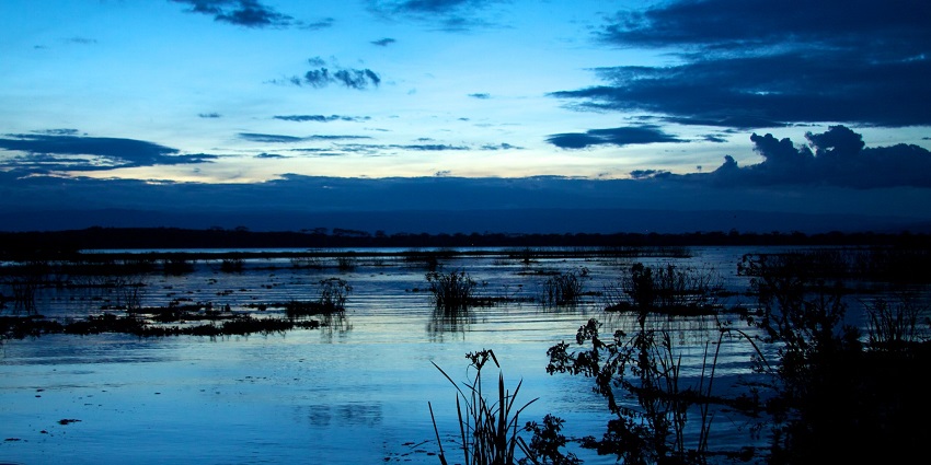 A view of the entire Lake Naivasha during sunset in the longest Rift Valley in the world