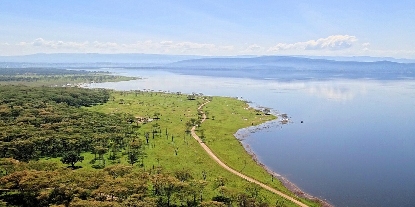 A beautiful view of the entire area of Lake Nakuru located in the Great Rift Valley