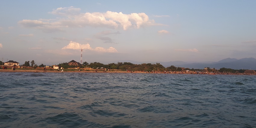 This is a picture of a beautiful lake, Lake Tanganyika in Africa.