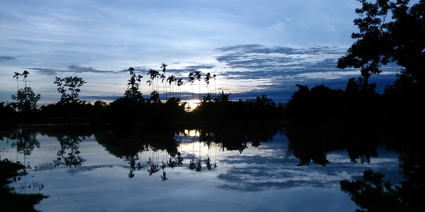 A pretty sunset witnessed at Laokhowa Wildlife Sanctuary in Nagaon District