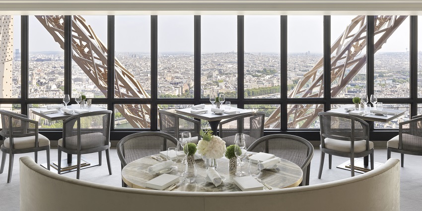 Elegant dining at Le Jules Verne, offering stunning views of Paris from the Eiffel Tower