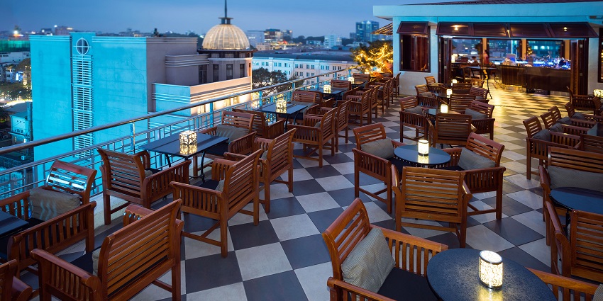 Lebua at State Tower in Bangkok, Thailand, showcasing its iconic golden dome and rooftop.