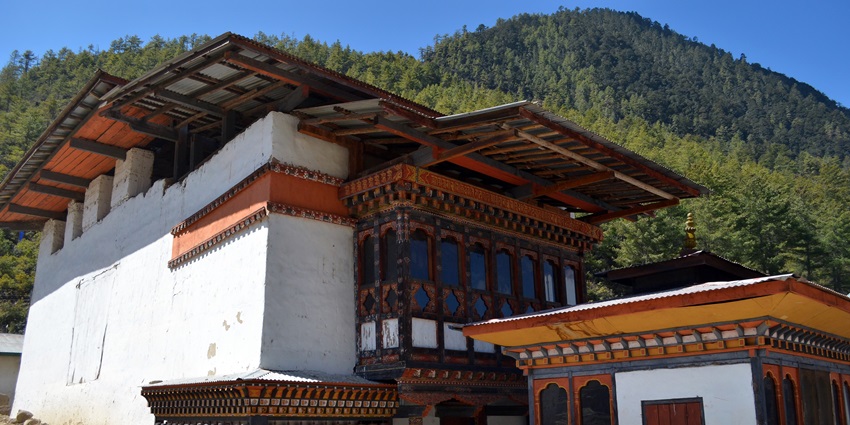 An image showing Lhakhang Karpo, a tourist attraction near Haa Valley, in Bhutan.