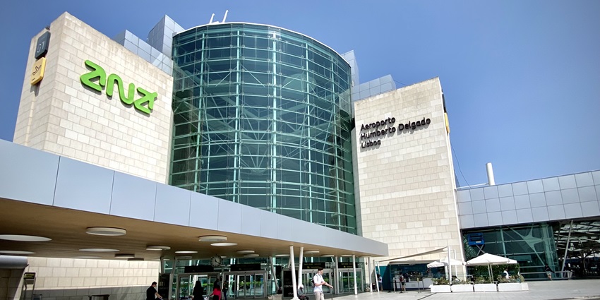 An image of Lisbon Humberto Delgado Airport’s terminal entrance to board the flight.