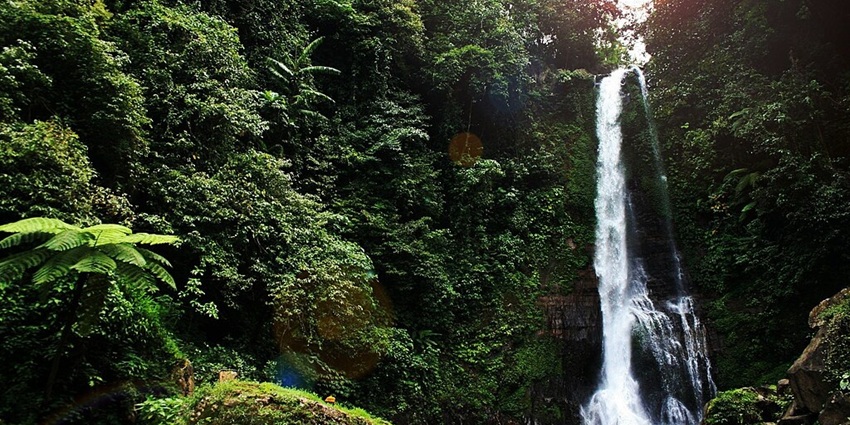 Gitgit Waterfall is in Gitgit Village, Buleleng, Bali, south of Singaraja, ideal for northern Bali explorers.