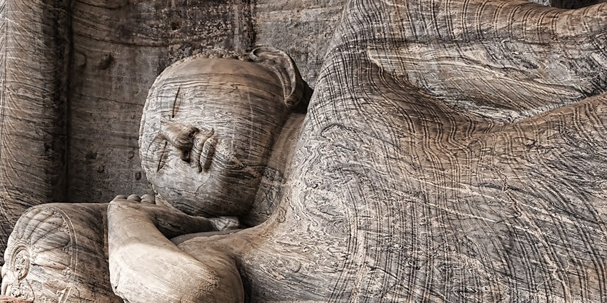 The majestic stone-carved Buddha statue at Gal Vihara with its peaceful grace