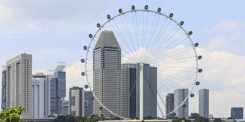 Panoramic view of Singapore flyer, located in the heart of Marina Bay