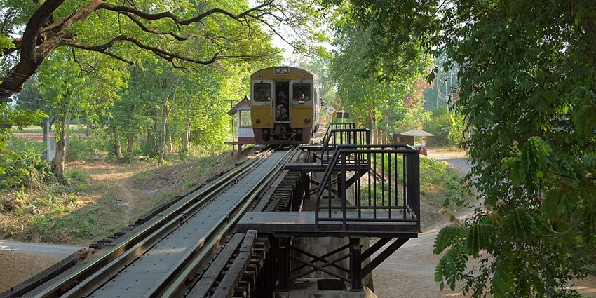 An image of the Death railway track, situated near the Death Railway Museum, Kanchanaburi