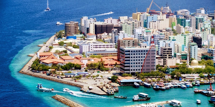 A breathtaking landscape justifying the serene location of Male Friday Mosque in Maldives.