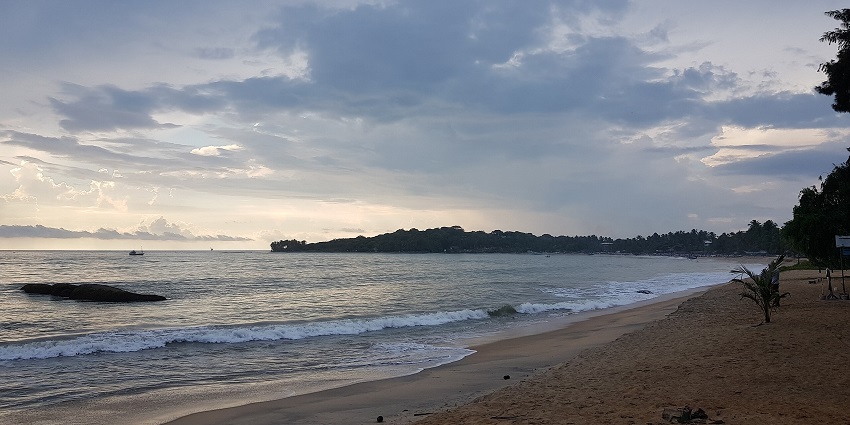 A sunset witnessed from one of the beaches with peaceful waves in Arugam Bay in April.