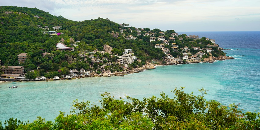 Koh Tao Island boasts beaches, coral reefs, and vibrant marine life in southern Thailand.