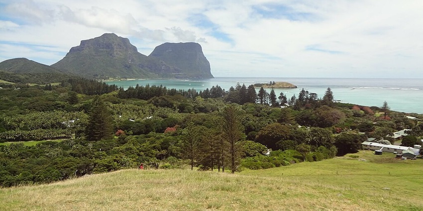 An image showing Lord Howe Island with a view toward Mount Gower, featuring its rugged terrain