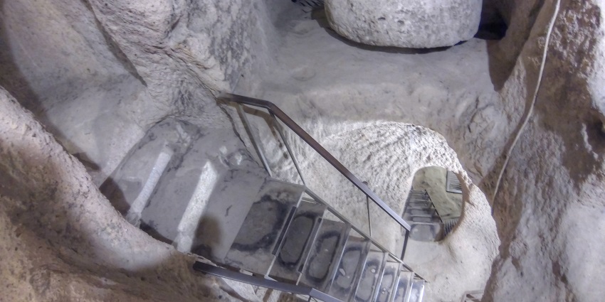 A picture of Kaymakli Underground City, showing its underground chambers and pathways.
