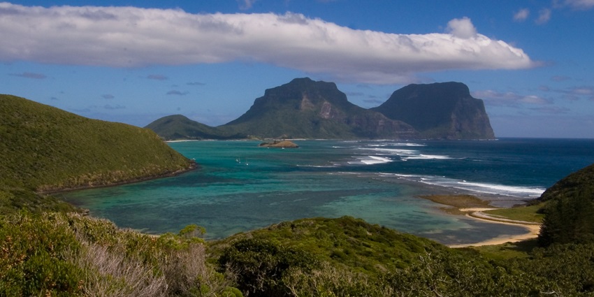 View on Mount Gower from Mount Eliza, showcasing stunning Islands in the Pacific.