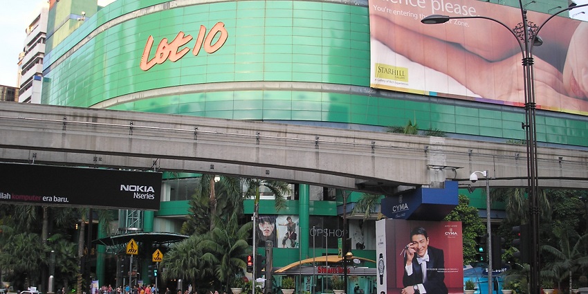 An image of Lot 10, one of the famous shopping places in Kuala Lumpur, Malaysia