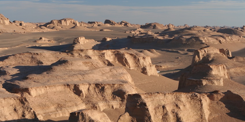 A serene vista of Lut Desert Beach in Iran, one of the hottest beaches in the world.