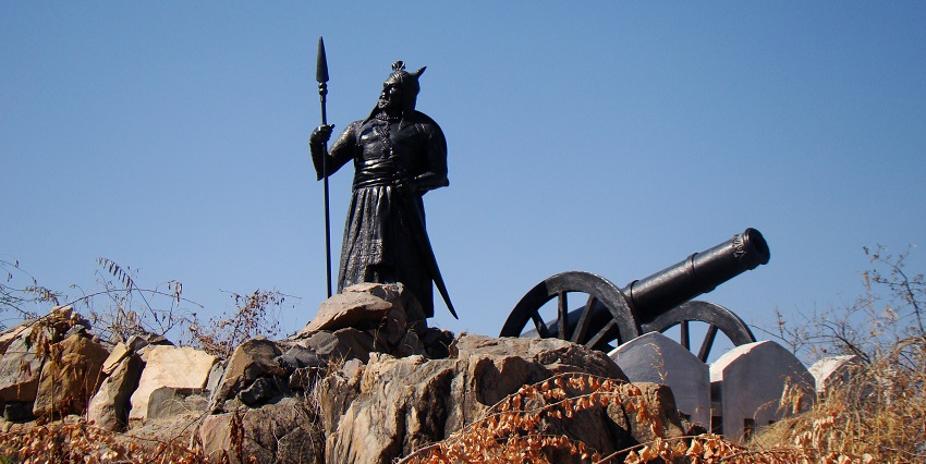 A statue of Maharana Pratap placed at a top site in India on Maharana Pratap Jayanti.