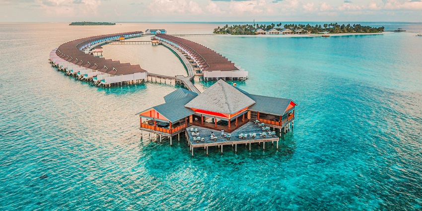 Maldives is a scenic destination with various islands and clear waters