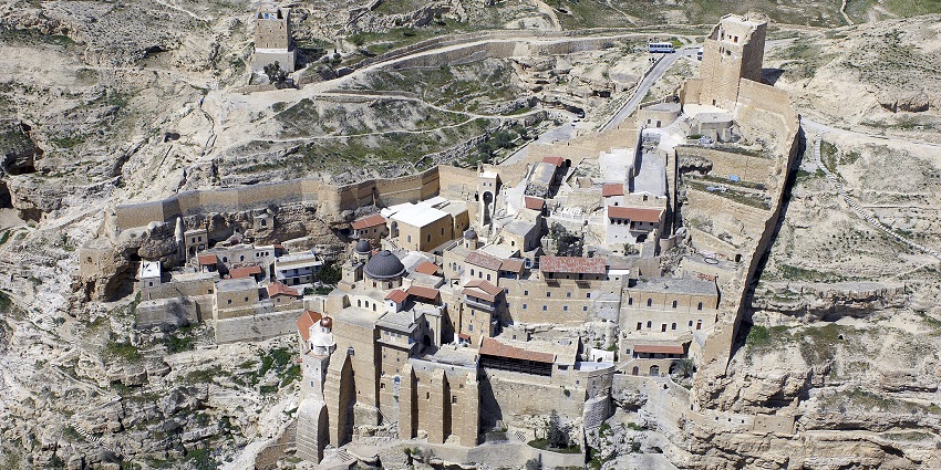 A remote, ancient monastery in the Judean Desert, renowned for its stunning isolation.