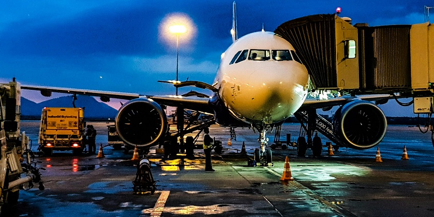 A picture of the inaugural flight in the Marakei Airport, Kiribati Island Nation.