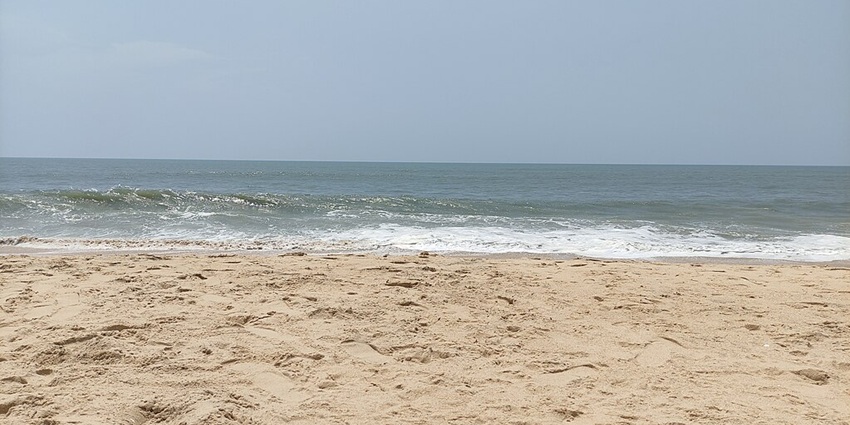 An image of the shoreline of the pristinely beautiful Marari beach located in Kerala.