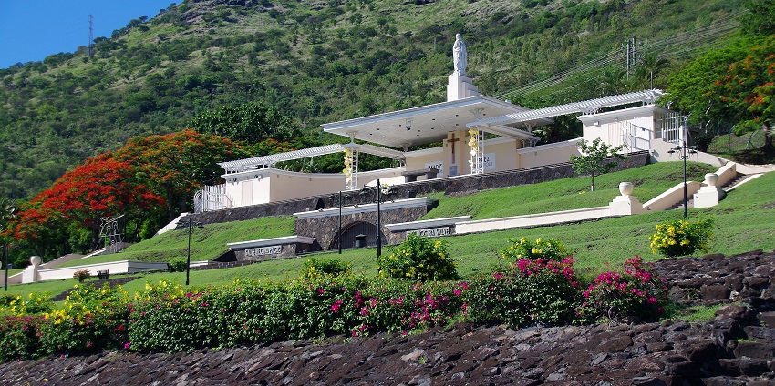 An image of Marie Reine de la Paix, tourist attraction near Rose Hill Mauritius, on a hillside.