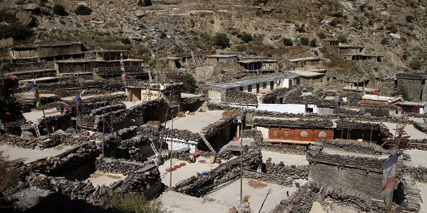 Marpha, Nepal, is a charming village famous for its orchards and traditional stone houses