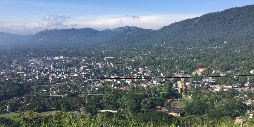 An aerial view of the Matale town, a charming town entirely surrounded by green hills