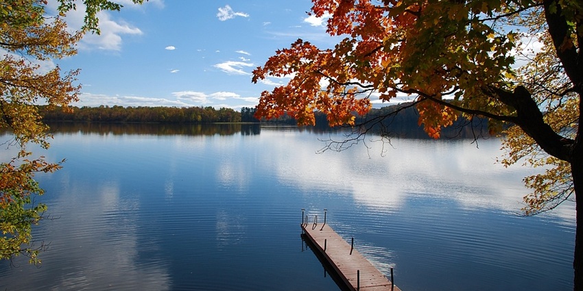 Mile Lake’s peaceful waters are surrounded by forests one of the lakes in Oshawa.