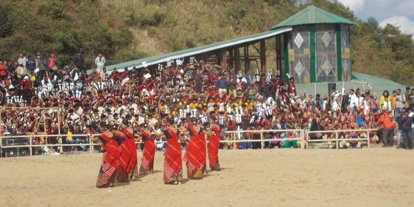 The native Naga Tribe traditionally dancing on the folk songs at Moatsu Festival in May.