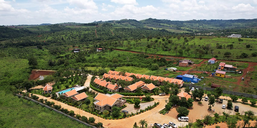 A stunning waterfall in Mondulkiri is an ideal Cambodia tourist place for a honeymoon.