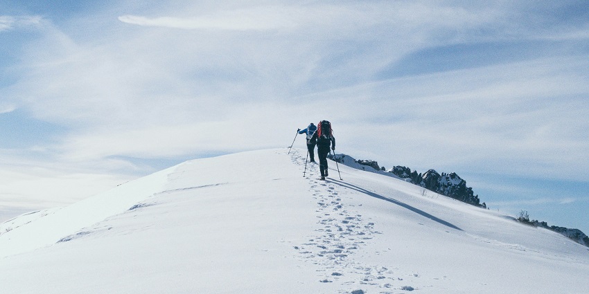 An aerial view of Mount Aconcagua Peak’s snow, one of the scenic trails for trekking in December.